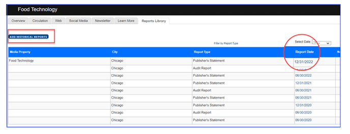 Select a report date.